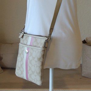 Coach Cross Body Purse Beige and Pink